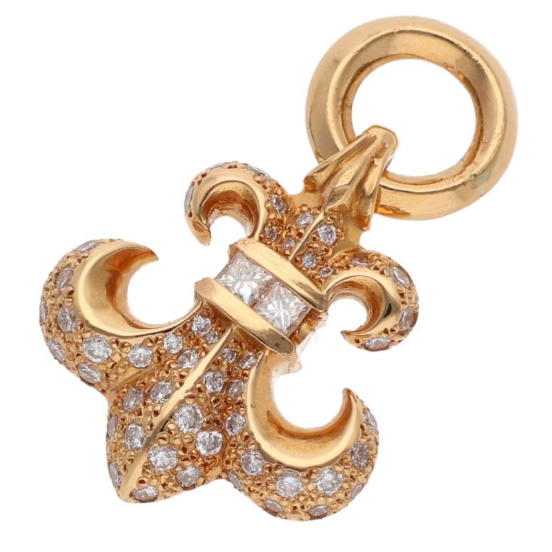 クロムハーツ Chrome Hearts　 22K BS FLUER CHARM P D BSフレアチャーム PAVEダイヤ ゴールドネックレストップ(イエローゴールド×クリア 10.56g)【522152】【SJ02】【小物】【中古】bb317#rinkan*B