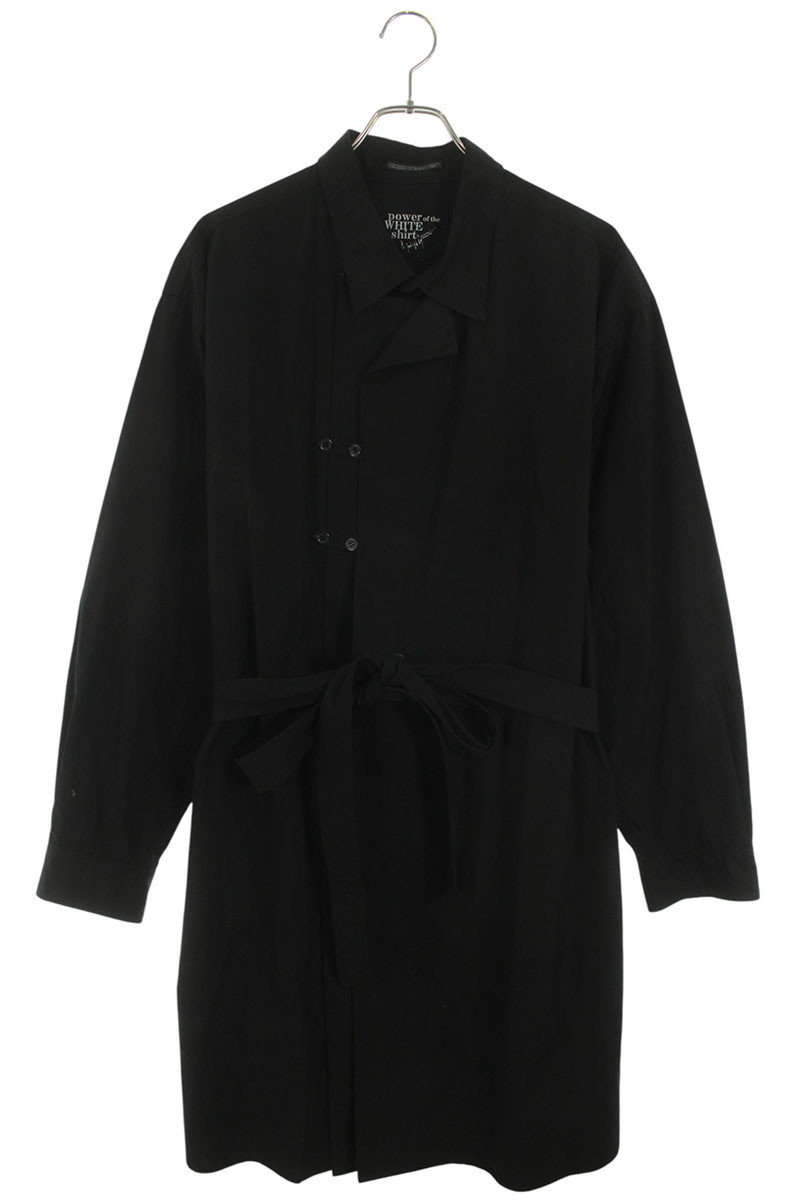 ヨウジヤマモト Yohji Yamamoto　 サイズ:3 HJ-B31-018 ベルト付きロング長袖シャツ(ブラック)【401062】【BS99】【メンズ】【中古】bb356#rinkan*B