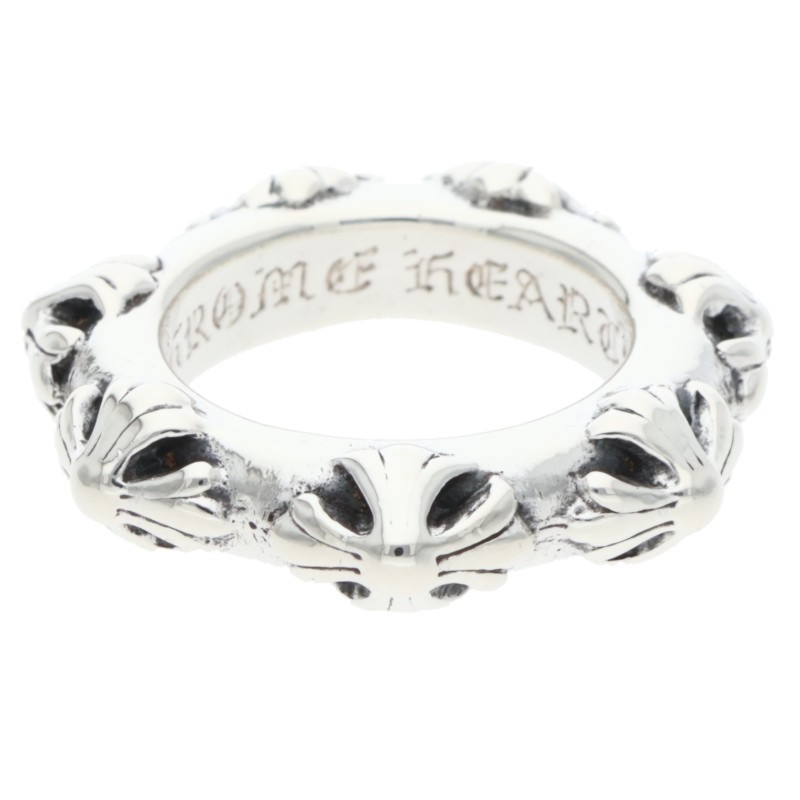 クロムハーツ Chrome Hearts 大きさ:6.5号  CROSS BAND 差し交わすダンス楽隊 しろがね色輪っか(しろがね色 10.05g)【105062】【HJ12】【小物】【中古】bb459#rinkan*B