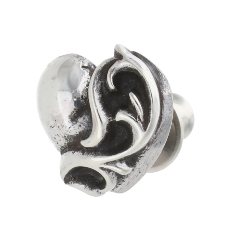 クロムハーツ Chrome Hearts   STUD HEART ハートスタッド しろがね色ピアス(しろがね色 1.44g)【622152】【SS07】【小物】【中古】bb377#rinkan*B