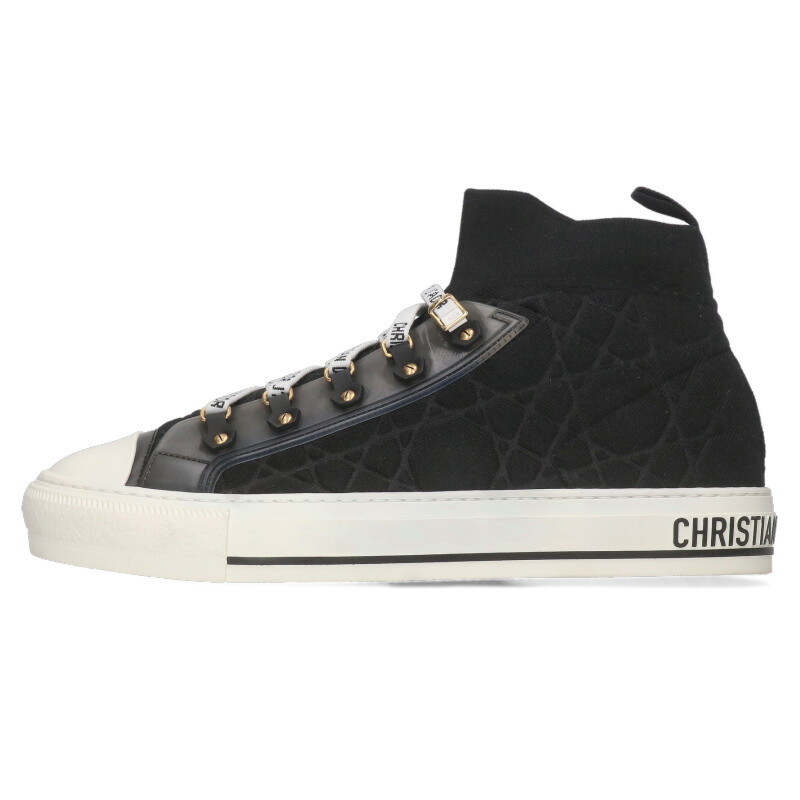 ディオール Christian Dior 大きさ:42  WALK`N DIOR ハイカットカナージュスニーカー(黒いこと)【032152】【BS99】【レディース】【小物】【中古】bb356#rinkan*A