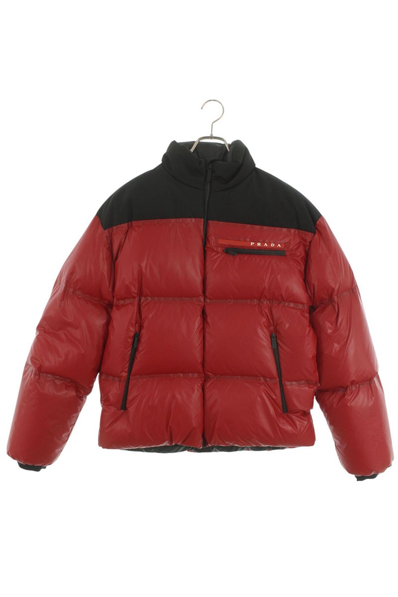 プラダスポーツ PRADA SPORT　 サイズ:XS SGX257 フロントロゴダウンジャケット(レッド)【822152】【BS99】【メンズ】【中古】bb378#rinkan*A
