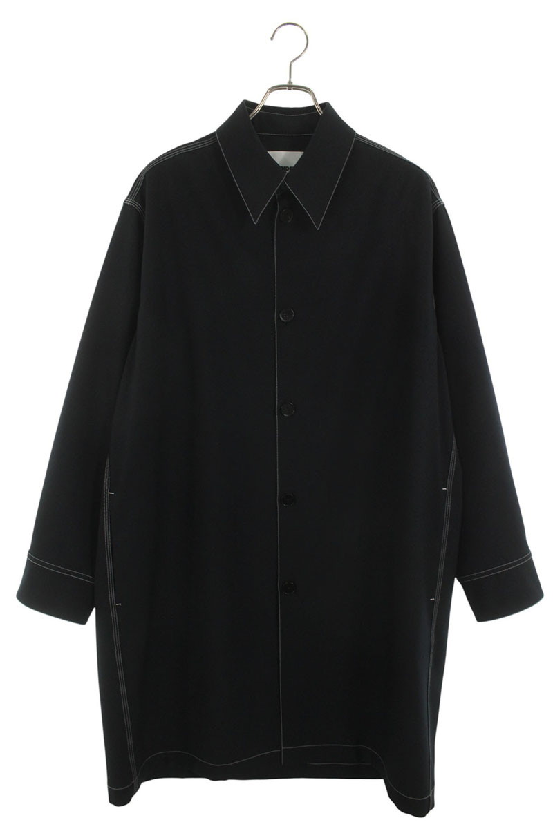 ジルサンダー JILSANDER サイズ:44 25SS J22SW0038 ポリエステルロングアウター長袖シャツ(ブラック)【722152】【BS99】【メンズ】【中古】bb187#rinkan*A|RINKAN
