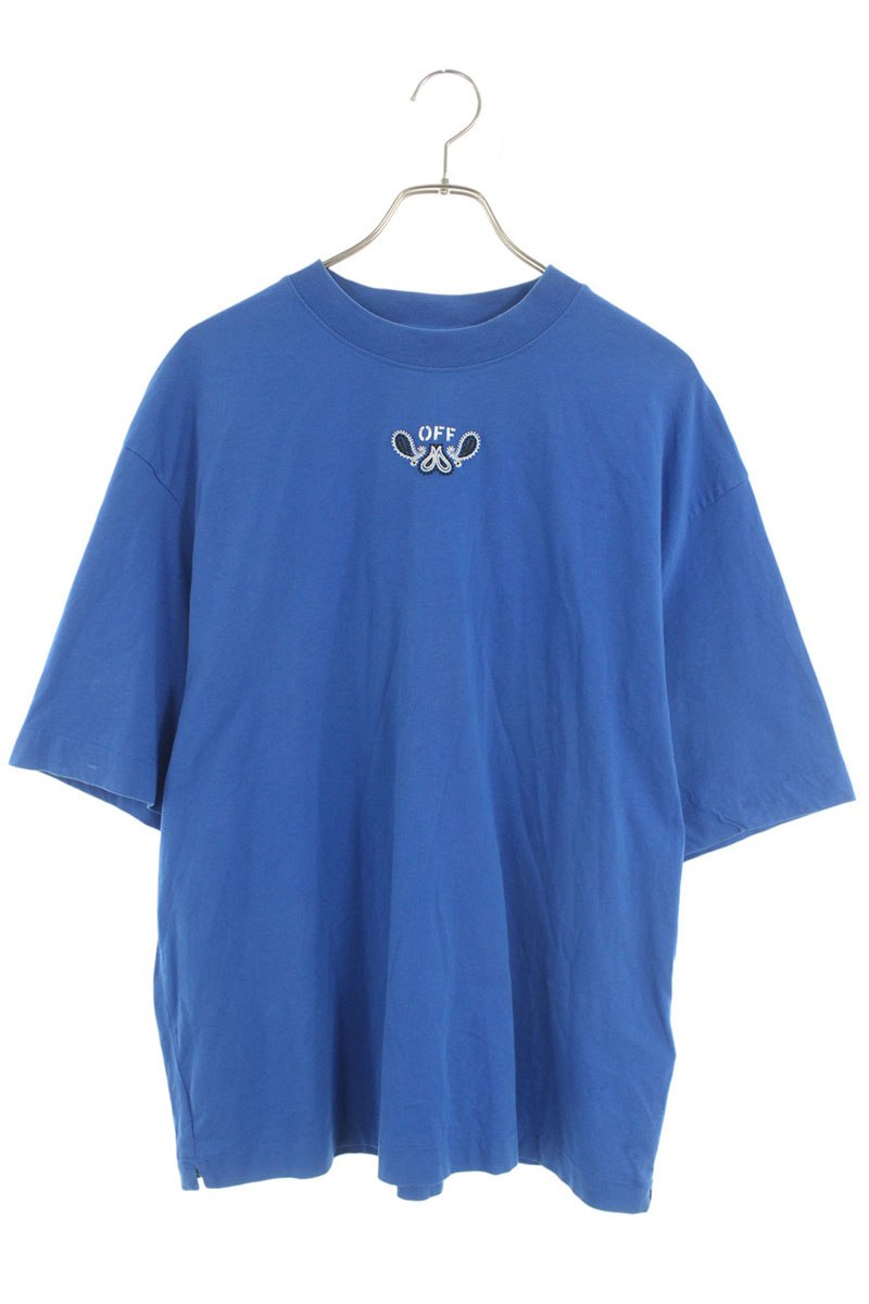 オフホワイト OFF-WHITE　 サイズ:M OMAA120S24JER003 ペイズリーアローTシャツ(ブルー)【401062】【BS55】【メンズ】【中古】bb33#rinkan*B