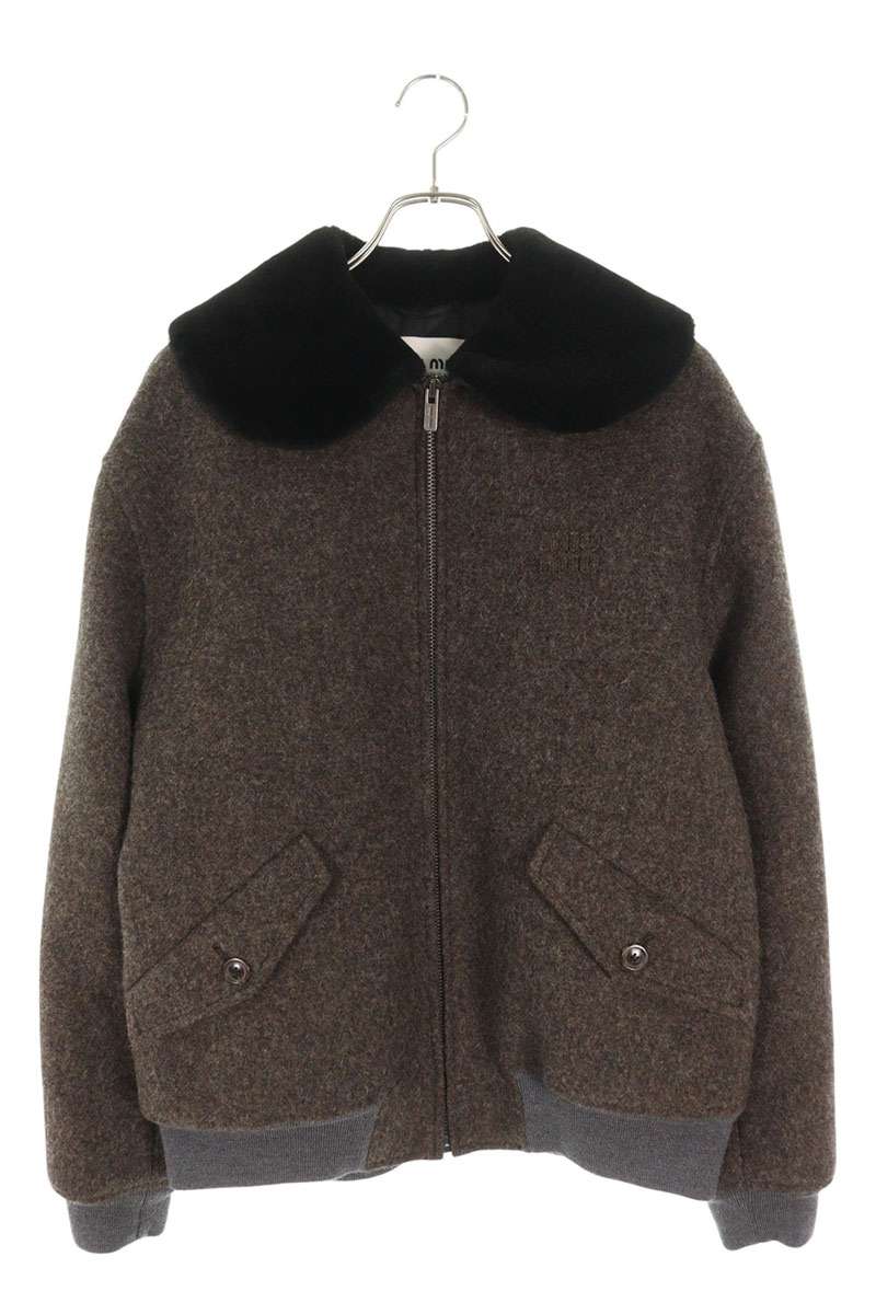 ミュウミュウ miumiu 大きさ:42  25AW  ML1363 シェットランドウールジップアップブルゾン(赤銅色)【501062】【SB01】【メンズ】【中古】bb223#rinkan*A