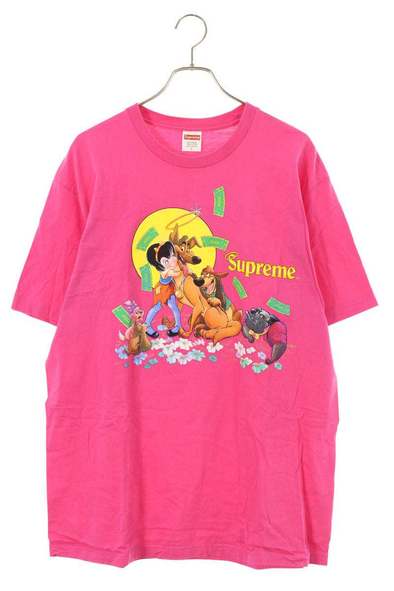 シュプリーム SUPREME　 サイズ:L All Dogs Go To Heaven Tee キャラクタープリントTシャツ(ピンク)【103062】【SB01】【メンズ】【中古】bb132#rinkan*B