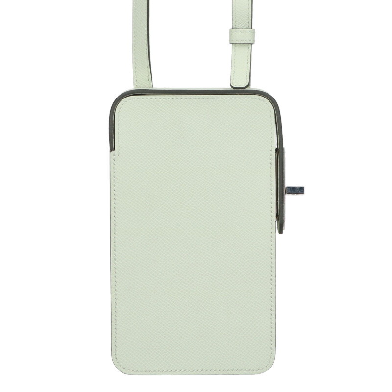エルメス HERMES　 アカボックス W刻印 シルバー金具携帯ケースショルダーバッグ(ライトグリーン調)【032152】【SS13】【小物】【中古】bb339#rinkan*B