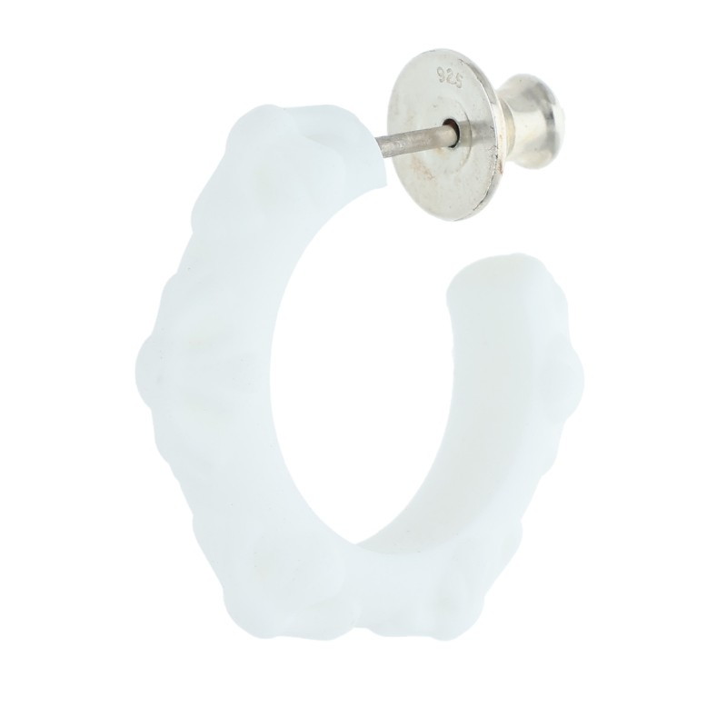 クロムハーツ Chrome Hearts   RUBBER HOOP CROSS SML クロスバンドフープ ケイ素樹脂ピアス(白いこと×しろがね色 0.7g)【501062】【FK04】【小物】【中古】bb223#rinkan*S