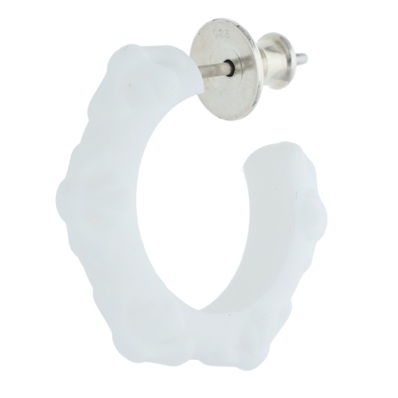 クロムハーツ Chrome Hearts   RUBBER HOOP CROSS SML クロスバンドフープ ケイ素樹脂ピアス(白いこと×しろがね色 0.71g)【501062】【FK04】【小物】【中古】bb223#rinkan*S