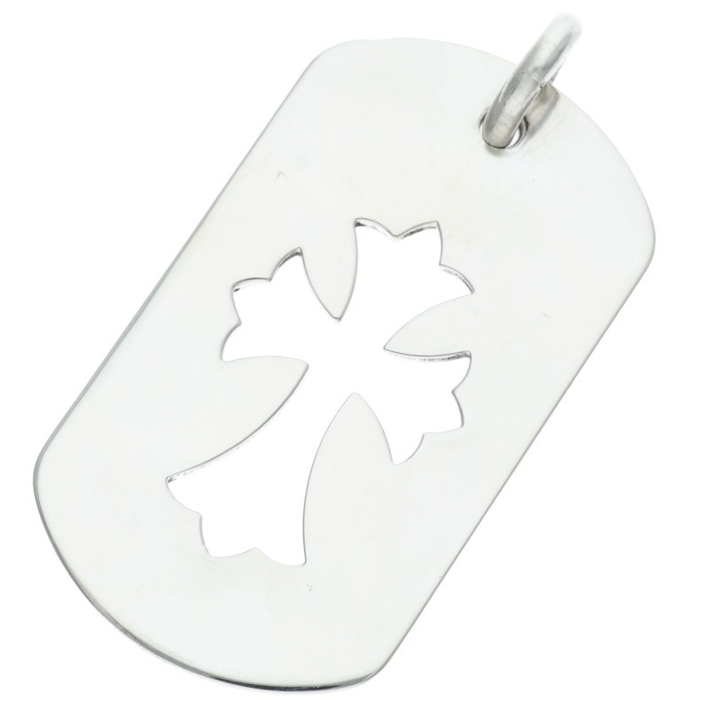クロムハーツ Chrome Hearts   D TAG LRG CO CRS カットアウトクロス ラージドッグタグネックレストップ(しろがね色 17.59g)【311062】【SS07】【小物】【中古】bb62#rinkan*B