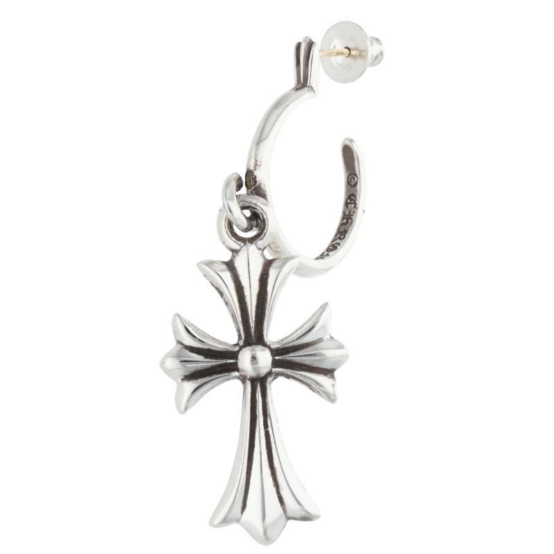 クロムハーツ Chrome Hearts   TINY CH CROSS タイニーCHはりつけ台フープ しろがね色ピアス(しろがね色 5.9g)【601062】【SJ02】【小物】【中古】bb17#rinkan*B