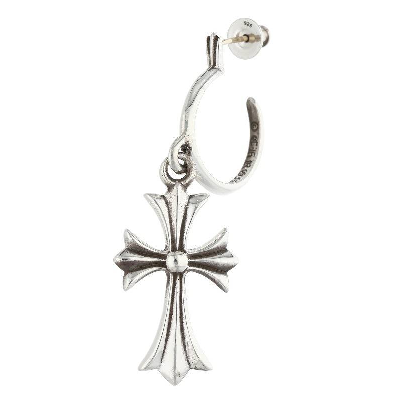 クロムハーツ Chrome Hearts   TINY CH CROSS タイニーCHはりつけ台フープ しろがね色ピアス(しろがね色 5.36g)【011062】【聞き入れる15】【小物】【中古】bb422#rinkan*B