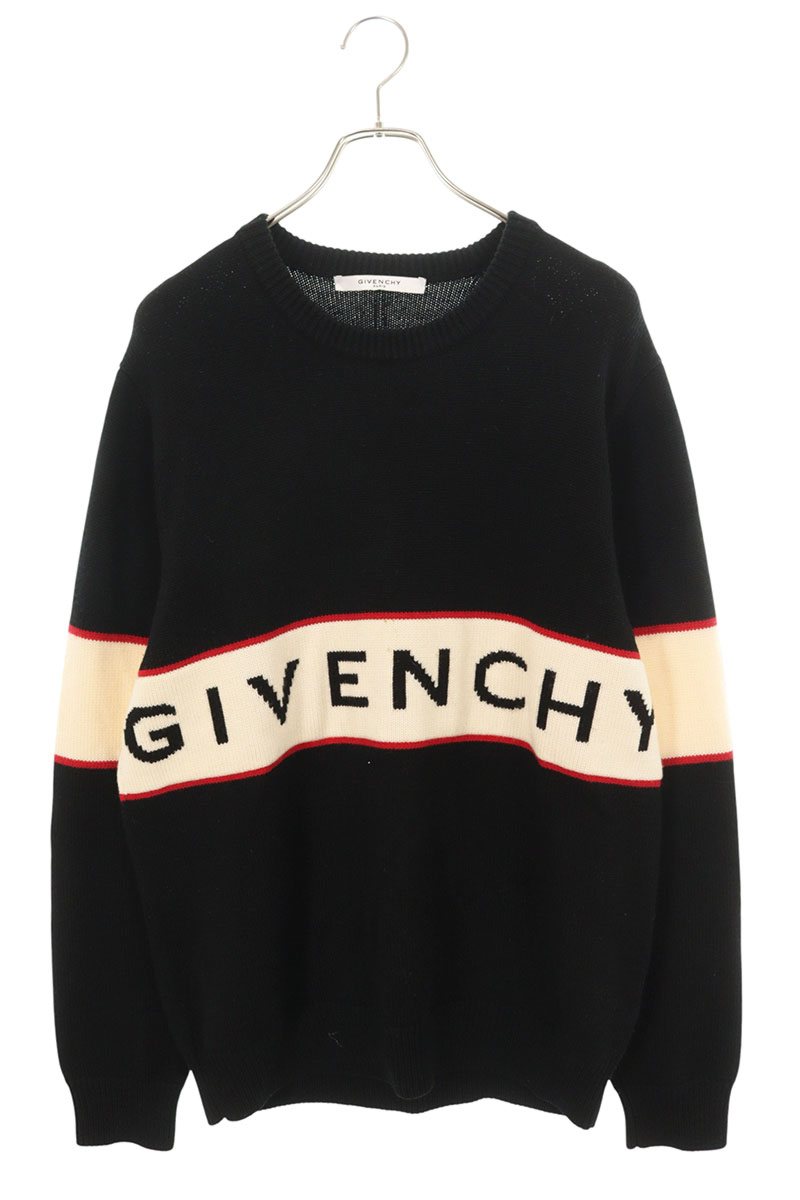 ジバンシィ GIVENCHY 大きさ:XL  17F 7509 506 フロントロゴボーダーニット(黒いこと)【111062】【OM10】【メンズ】【中古】bb380#rinkan*B