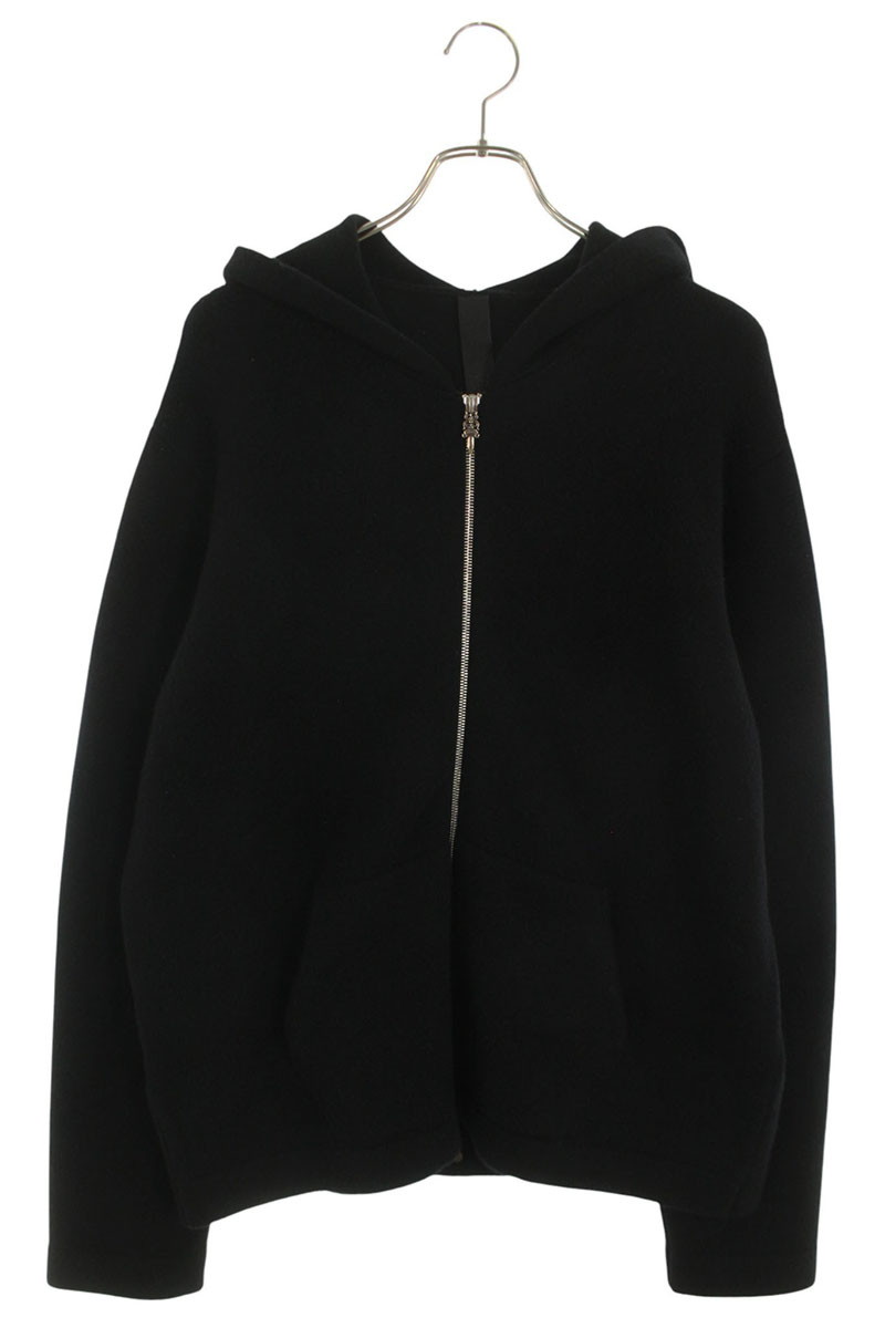 クロムハーツ Chrome Hearts 大きさ:L  SAILIN ON ZIP 固定ディスク セメタリークロスパッチカシミヤニットジップアップパーカー(黒いこと×しろがね色)【801062】【SJ02】【メンズ】【中古】bb462#rinkan*B