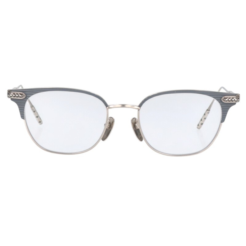 クロムハーツ Chrome Hearts   LUVMYCUNTRY ハーフリムメタルメガネ((枠組み)しろがね色)【701062】【SJ02】【小物】【中古】bb396#rinkan*B