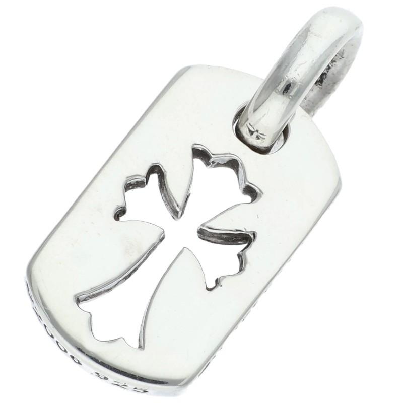 クロムハーツ Chrome Hearts　 DT TNY CO CRS タイニーカットアウトクロスドッグタグ チャーム シルバーネックレストップ(シルバー 3g)【021062】【SJ02】【小物】【中古】bb390#rinkan*B ｜RINKAN