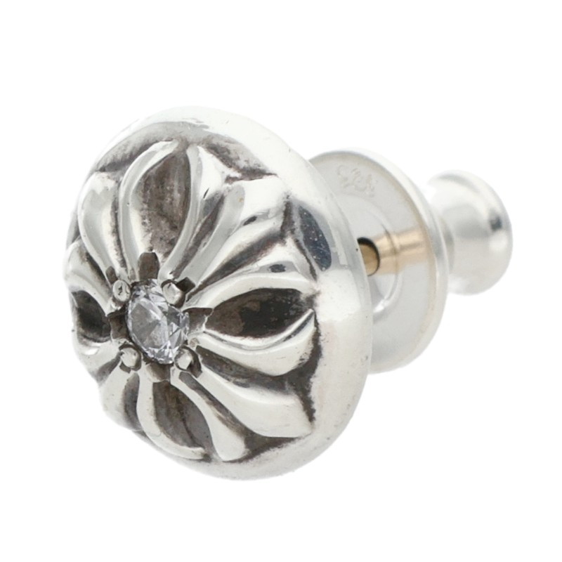 クロムハーツ Chrome Hearts   STUD CRSBLL DIA クロスボールスタッド 1金剛石 しろがね色ピアス(しろがね色×せつ然たる 1.23g)【021062】【os06】【小物】【中古】bb453#rinkan*B