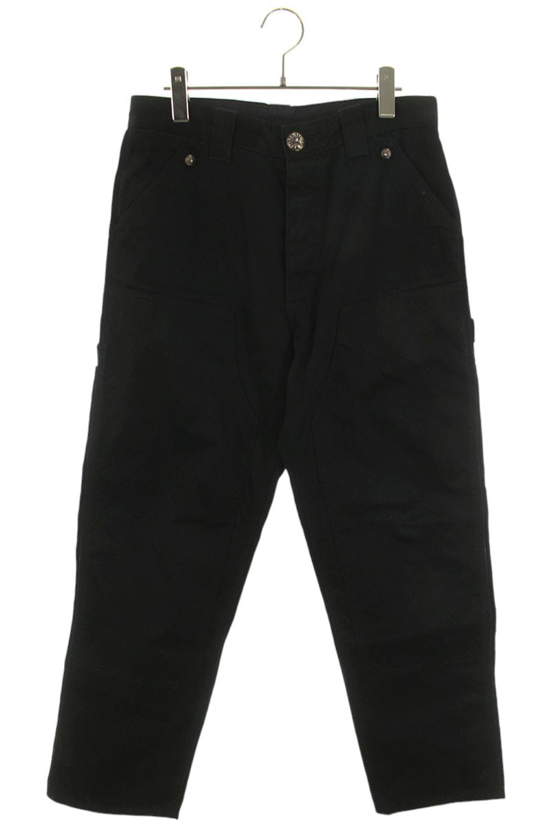 クロムハーツ Chrome Hearts 大きさ:30in  CARPENTER CNVS BLK カーペンターロングパンツ(黒いこと×しろがね色)【801062】【SJ02】【メンズ】【中古】bb411#rinkan*B