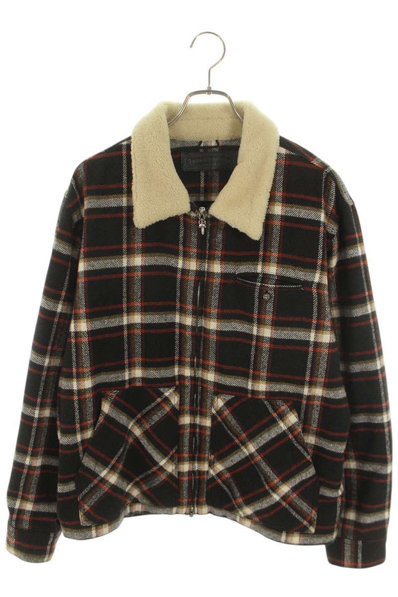 クロムハーツ Chrome Hearts　 サイズ:L U BLACK SHEEP PLD ジップアップムートンチェック柄ブルゾン(レッド×ブラウン調)【901062】【NO05】【メンズ】【中古】bb17#rinkan*A 324,324円