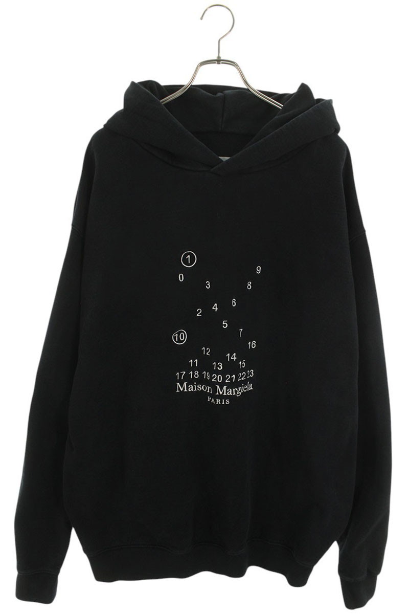メゾンマルジェラ Maison Margiela　 サイズ:XL S50GU0202 ロゴ刺繍プルオーバーパーカー(ブラック)【901062】【SB01】【メンズ】【中古】bb127#rinkan*B