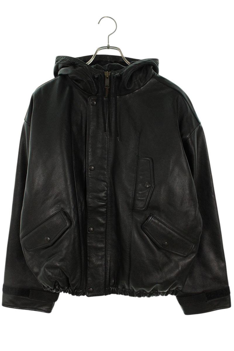 シュプリーム SUPREME ×マリテフランソワジルボー MARITHE + FRANCOIS GIRBAUD サイズ:S  25SS  Hooded Leather Flight Bomber Jacket フーデッドフライトボンバーレザージャケット(ブラック)【511062】【SB01】【メンズ】【中古】bb422#rinkan*A