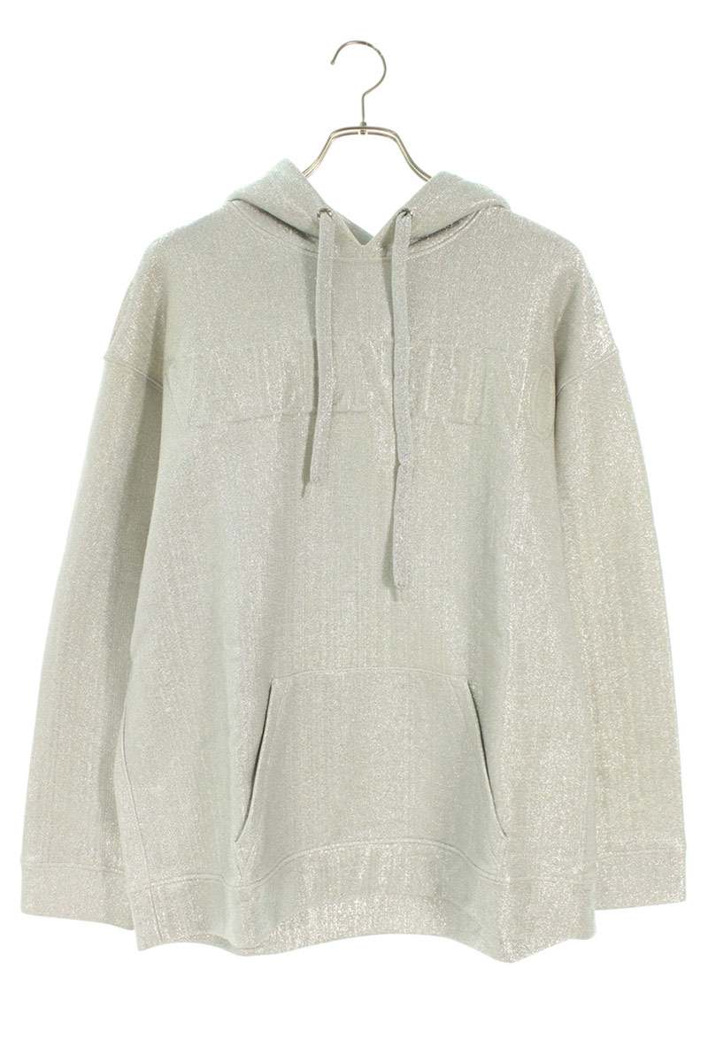 ヴァレンティノ VALENTINO　 サイズ:M XV3MF18186M エンボスロゴプルオーバーパーカー(シルバー)【311062】【BS99】【メンズ】【中古】bb310#rinkan*B