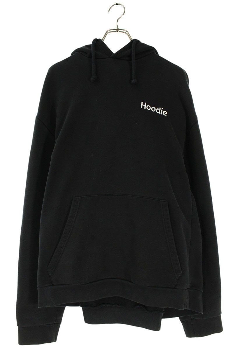 ヴェトモン VETEMENTS　 サイズ:S 16SS SS16TP17 レタリング刺繍オーバーサイズプルオーバーパーカー(ブラック)【011062】【SS13】【メンズ】【中古】bb315#rinkan*B