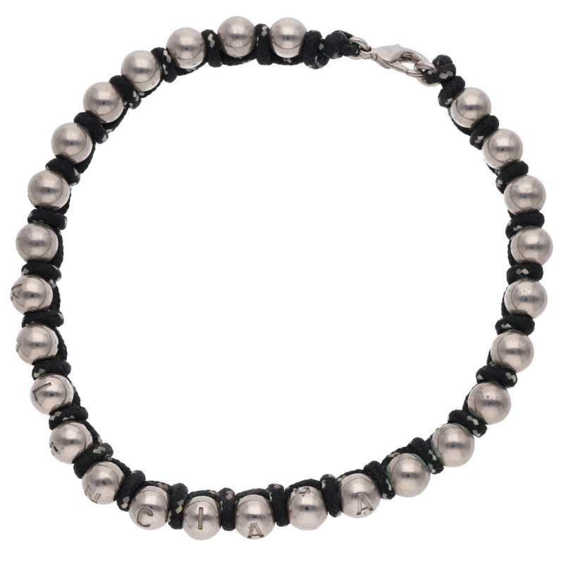 バレンシアガ BALENCIAGA   Malibu Ball マリブボールチョーカーネックレス(しろがね色×黒いこと 総掛け目66.79g)【202062】【BS55】【小物】【中古】bb356#rinkan*B