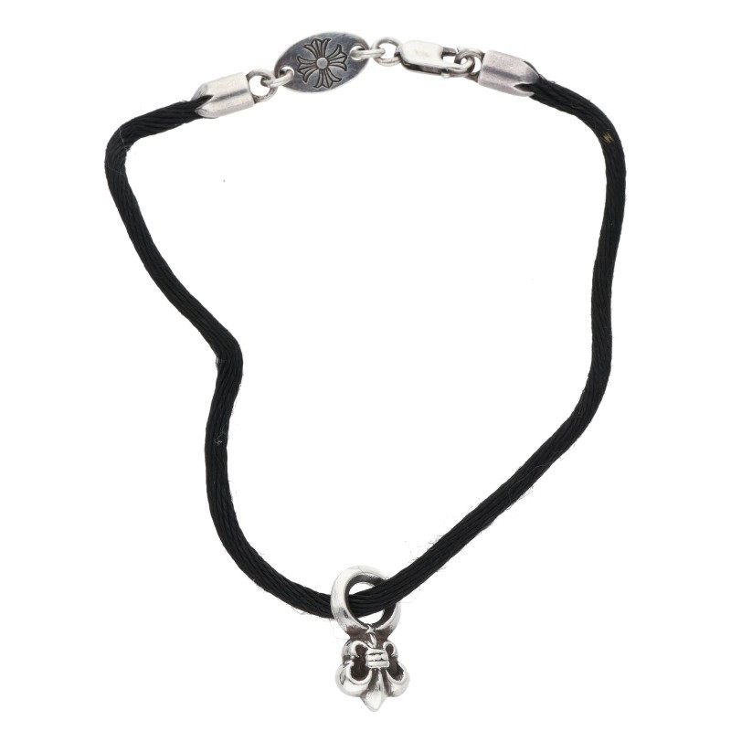 クロムハーツ Chrome Hearts　 KZ ケーゼット フレアスタック シルクブレスレット(ブラック&times;シルバー 総重量3.2g)【711062】【OK15】【小物】【中古】bb379#rinkan*B ｜RINKAN