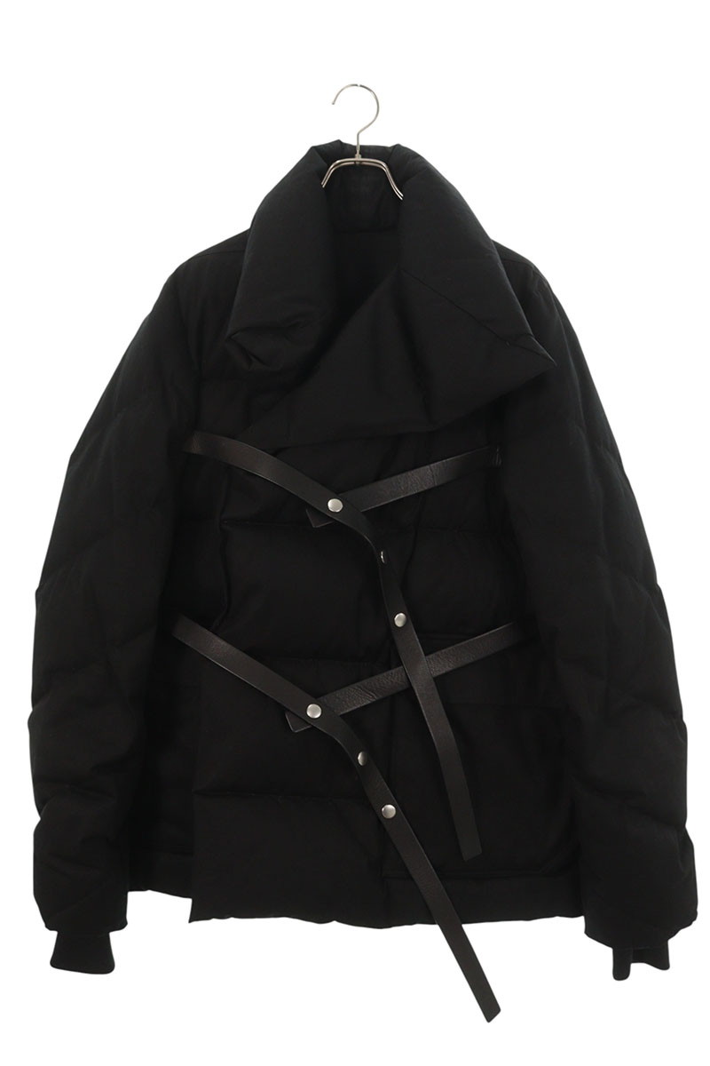 リックオウエンス Rick Owens　 サイズ:52 18AW RU18F1745-TED3 レザーベルトダストレーターラップダウンジャケット(ブラック)【111062】【SB01】【メンズ】【中古】bb463#rinkan*B