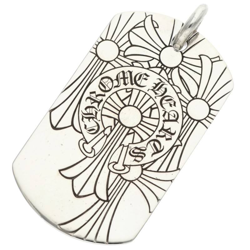 クロムハーツ Chrome Hearts 大きさ:LARGE  D TAG LRG GOD BLESS ゴットブレスドッグタグ ラージドッグタグネックレストップ(しろがね色 23.98g)【521062】【NO05】【小物】【中古】bb409#rinkan*B