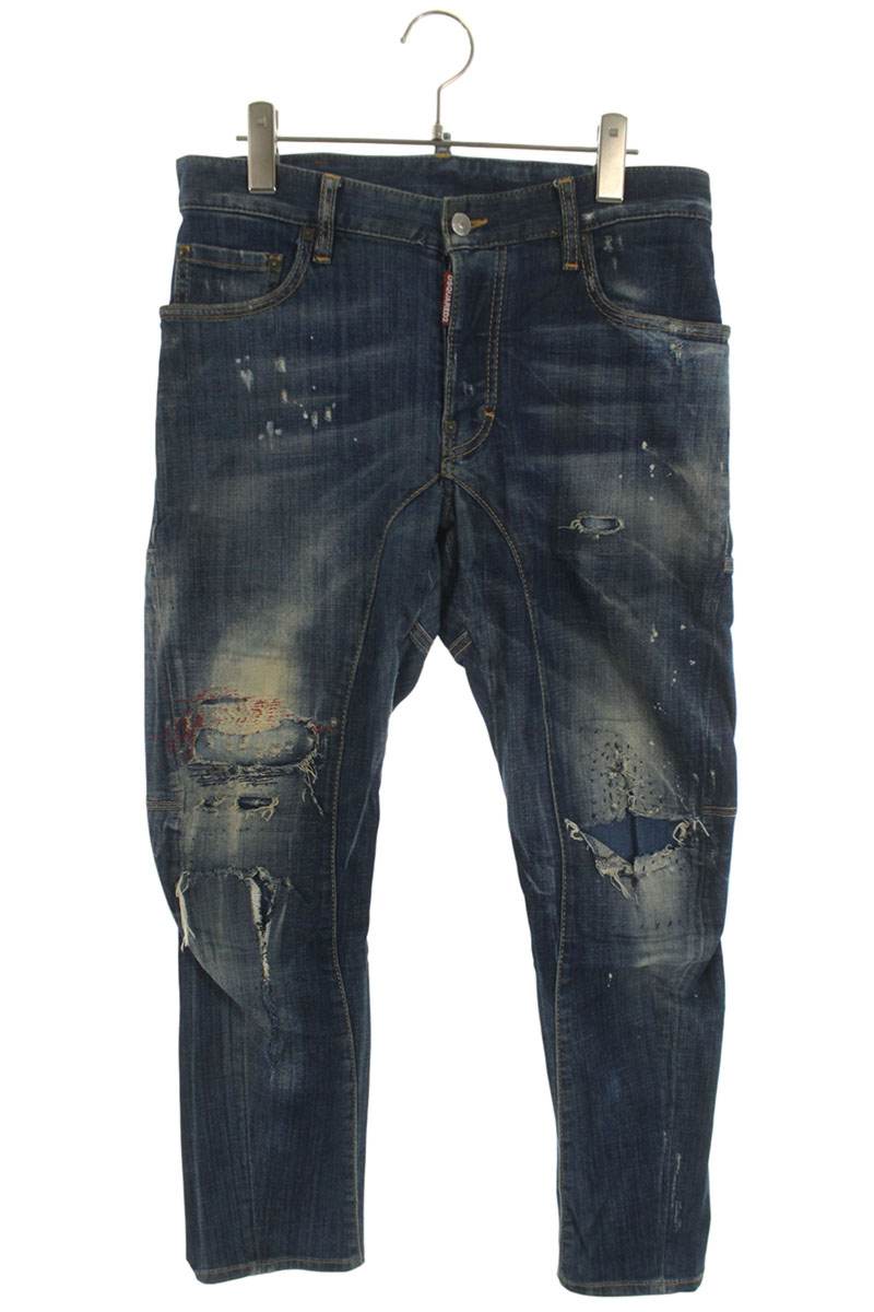ディースクエアード DSQUARED2　 サイズ:42 S74LB0170 ダメージ加工スキニーデニムパンツ(インディゴ)【511062】【BS99】【メンズ】【中古】bb297#rinkan*B