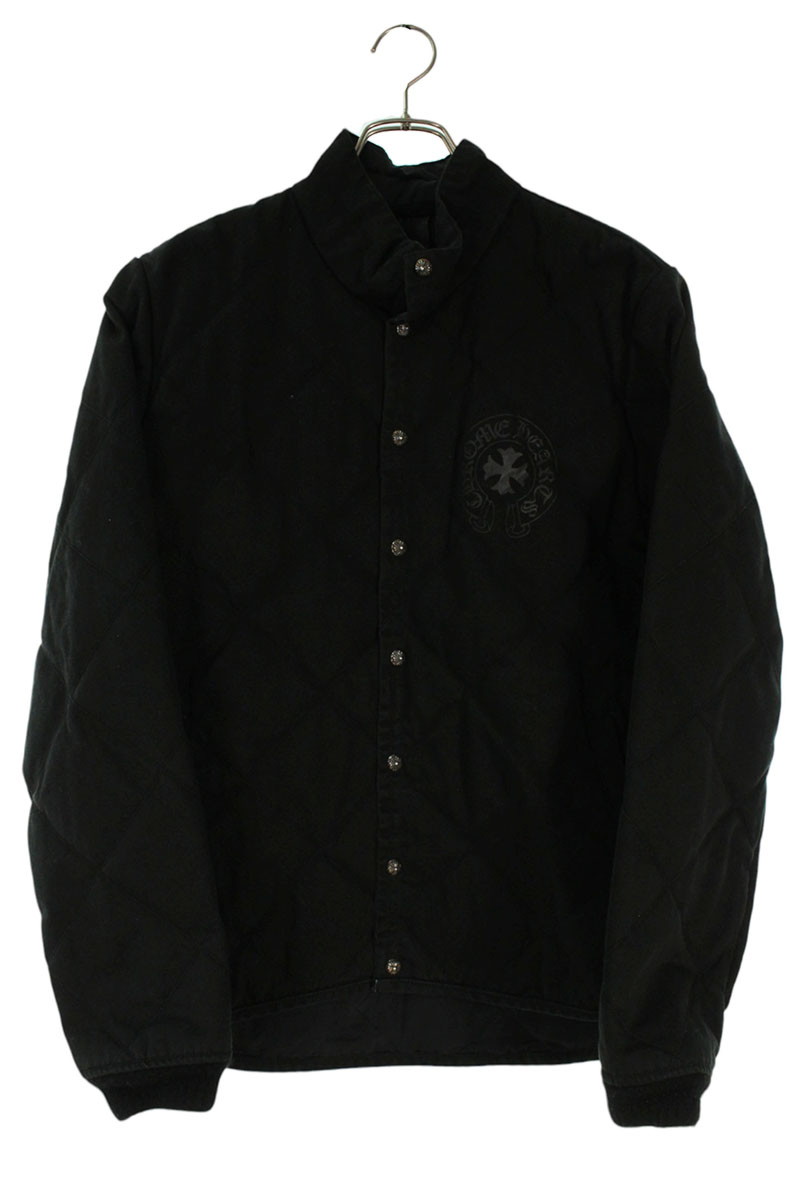 クロムハーツ Chrome Hearts　 サイズ:M Quilted Jacket キルティングホースシュープリントブルゾン(ブラック×シルバー)【511062】【OK15】【メンズ】【中古】bb422#rinkan*B