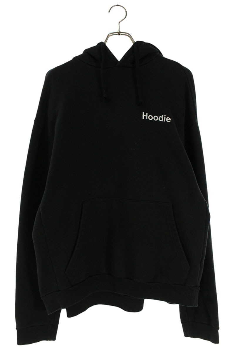 ヴェトモン VETEMENTS　 サイズ:XS 16SS SS16TP17 レタリング刺繍オーバーサイズプルオーバーパーカー(ブラック)【311062】【SB01】【メンズ】【中古】bb87#rinkan*B