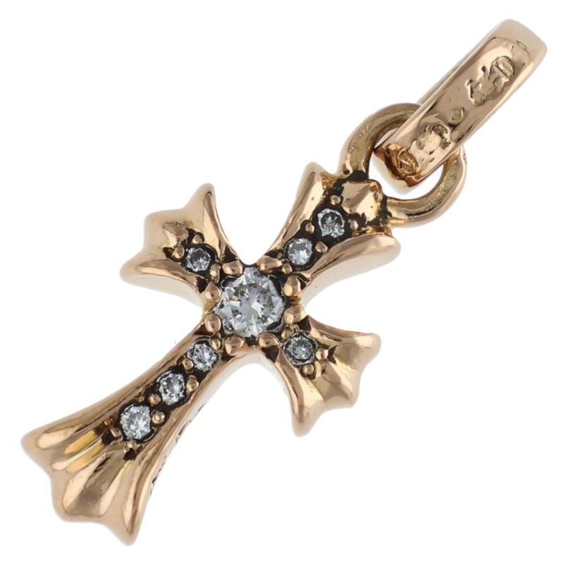 クロムハーツ Chrome Hearts   22K CRS BBYFAT P DMND ベイビーファット PAVE金剛石 惹きつける ゴールド首飾りいの一番(黄色ゴールド×せつ然たる 3.08g)【411062】【os06】【小物】【中古】bb17#rinkan*B