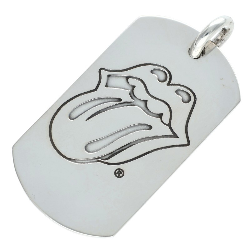 クロムハーツ Chrome Hearts   D TAG LRG LT リップアンドタンドッグタグ ラージドッグタグネックレストップ(しろがね色 22.59g)【221062】【聞き入れる15】【小物】【中古】bb51#rinkan*B