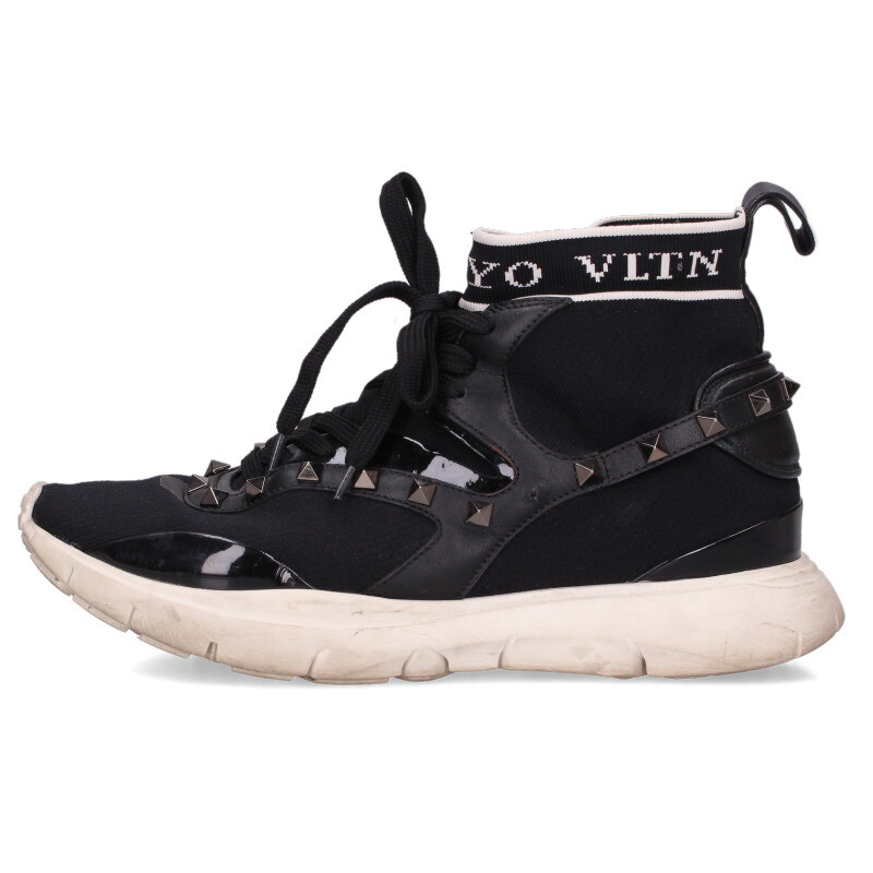 ヴァレンティノ VALENTINO 大いさ:41 スタッズかざり付けるハイカットスニーカー(黒いこと)【121062】【BS99】【メンズ】【小物】【中古】bb132#rinkan*B