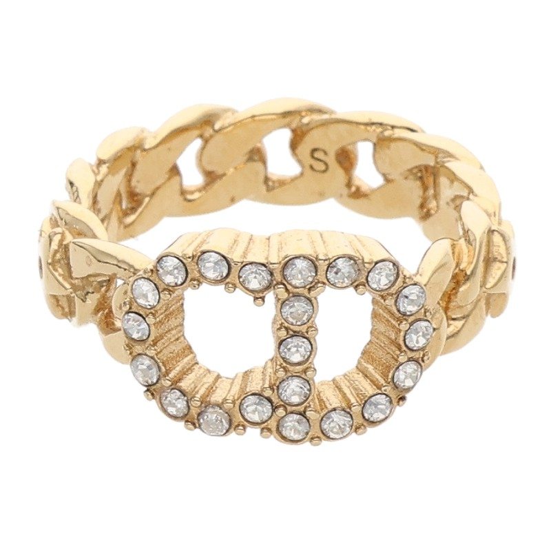 クリスチャンディオール Christian Dior　 サイズ:10号 CLAIR D LUNE クレールディーリュヌラインストーンリング(ゴールド×クリア 3.77g)【221062】【BS99】【小物】【中古】bb51#rinkan*B