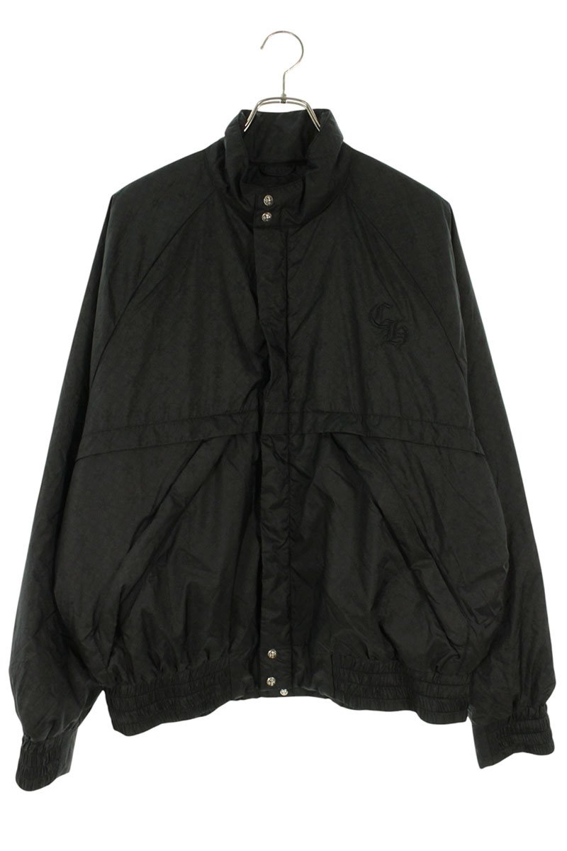 クロムハーツ Chrome Hearts　 サイズ:L CH刺繍総柄ダガージップダウンジャケット(ブラック×シルバー)【411062】【SJ02】【メンズ】【中古】bb396#rinkan*A