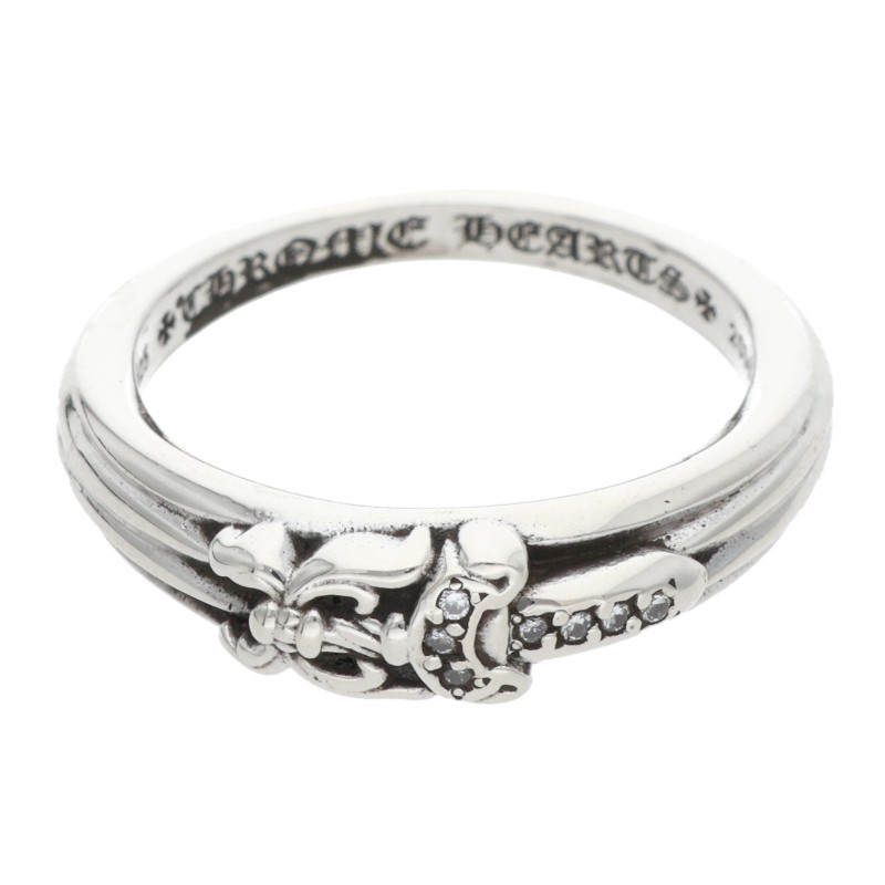 クロムハーツ Chrome Hearts　 サイズ:15号 BABY CLSC P D ベイビークラシックダガー PAVEダイヤ シルバーリング(シルバー×クリア 5.05g)【911062】【SJ02】【小物】【中古】bb17#rinkan*B