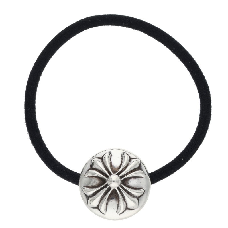 クロムハーツ Chrome Hearts   HAIRBAND クロスボールボタンヘアゴム オールドシルバーコンチョ(しろがね色 総掛け目15.02g)【021062】【聞き入れる15】【小物】【中古】bb450#rinkan*B