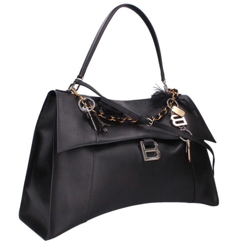 バレンシアガ BALENCIAGA   810732 Hourglass Soft アワー水呑み ホンブルグ帽 2WAY 肩先 ラージハンドバッグ(黒いこと)【411062】【SS13】【小物】【中古】bb87#rinkan*A