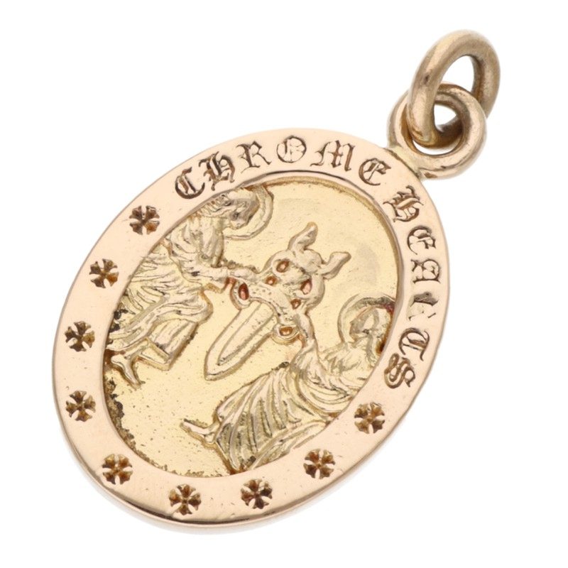 クロムハーツ Chrome Hearts   22K ANGEL MEDAL OVAL エンジェルメダルオーバル ゴールド首飾りいの一番(黄色ゴールド 12.12g)【621062】【SS07】【小物】【中古】bb209#rinkan*C