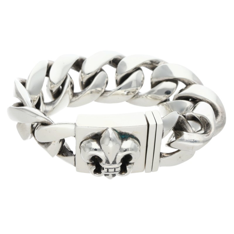 クロムハーツ Chrome Hearts 大きさ:9LINK  CLSC LRG3 BSフレアラージボックスID しろがね色腕輪(しろがね色 156.54g)【221062】【GZ11】【小物】【中古】bb376#rinkan*B