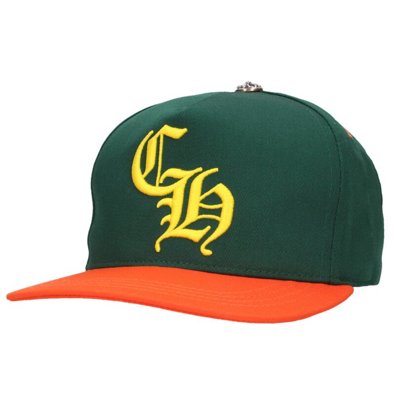 クロムハーツ Chrome Hearts 大きさ:ONE SIZE  CH HAT マイアミ押さえるCH刺しゅう野球旗がしら(緑であること×オレンジ色)【611062】【HJ12】【小物】【中古】bb17#rinkan*S