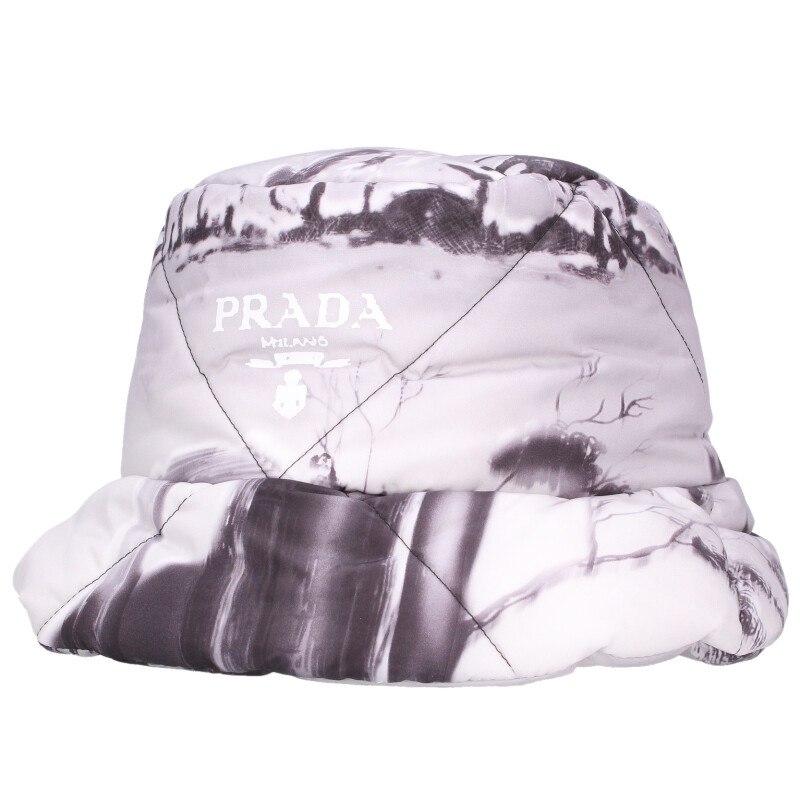 プラダ PRADA 大きさ:L  2HC252 キルティング中綿ナイロンバケットハット(薄墨色)【102062】【BS99】【小物】【中古】bb17#rinkan*S