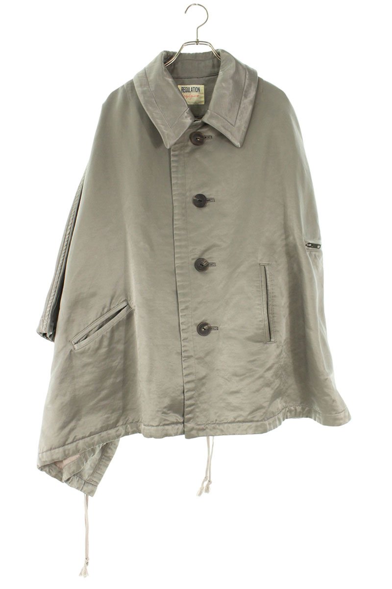 レギュレーション ヨウジヤマモト REGULATION Yohji Yamamo　 サイズ:2 FV-J51-007 アシンメトリーナイロンポンチョ(シルバー)【811062】【BS99】【メンズ】【中古】bb453#rinkan*B