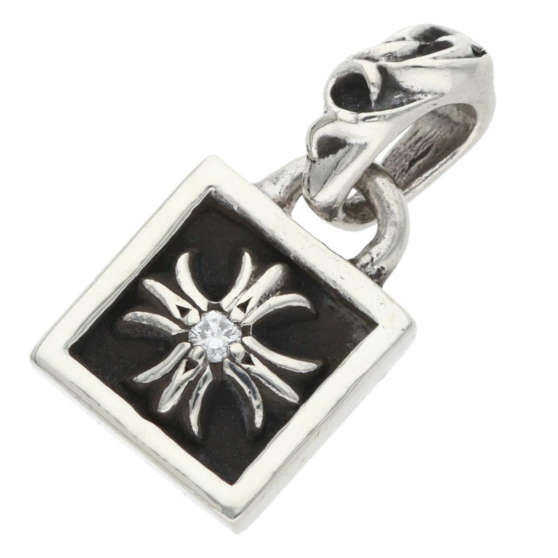 クロムハーツ Chrome Hearts   FRAMED CH PLUS 1DIA フレームドCH足し加える 1金剛石 惹き付ける しろがね色頸飾りいの一番(しろがね色×せつ然たる 4.47g)【721062】【NO05】【小物】【中古】bb390#rinkan*B