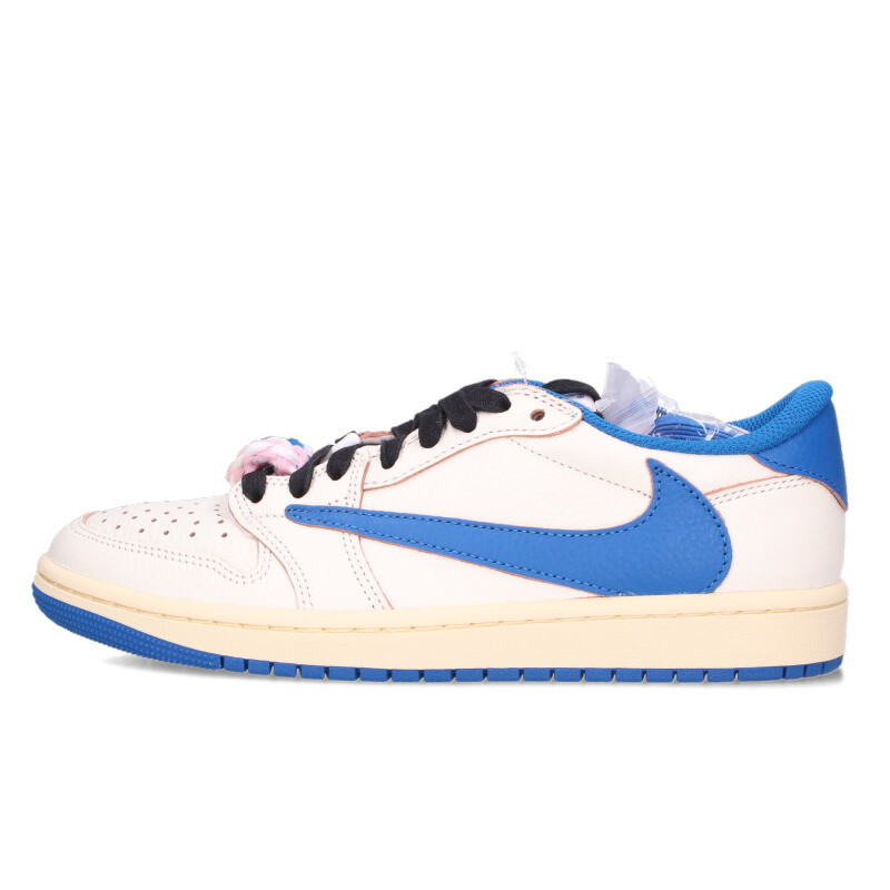 ナイキ NIKE ×トラヴィススコット Travis Scott サイズ:24.5cm AJ1 LOW OG SP FRAGMENT SAIL MILITARY BLUE DM7866-104 エアジョーダン1ローセイルミリタリーブルースニーカー(ホワイト×ブルー)【321062】【BS99】【メンズ】【小物】【中古】bb51#rinkan*S|RINKAN