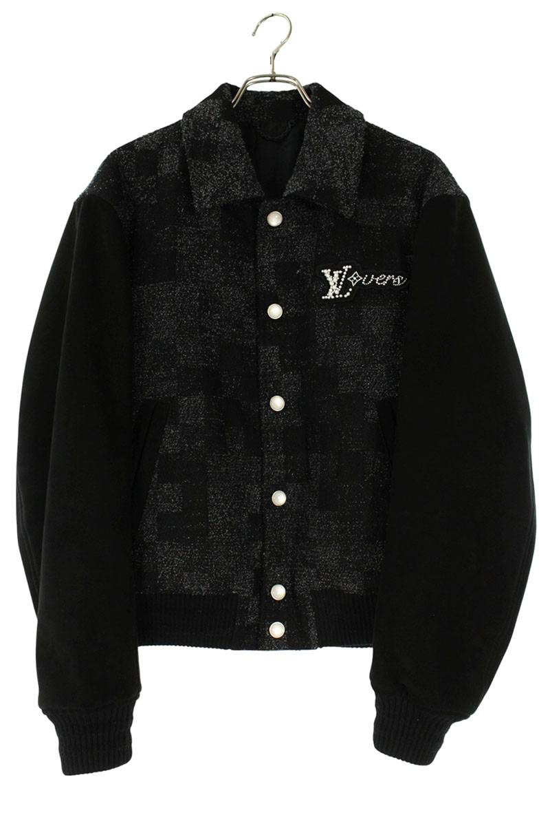 ルイヴィトン LOUISVUITTON 大きさ:48  25SS  1AHBUW 交ぜ合わせるなめし革 バーシティブルゾン(黒いこと)【811062】【BS55】【メンズ】【中古】bb297#rinkan*B